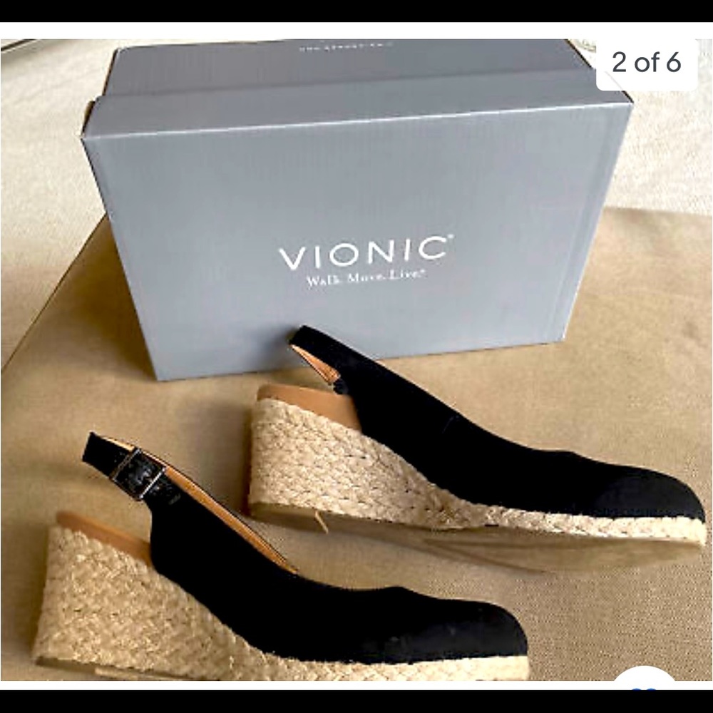 Bionic Canvas Back-strap Wedges CORALINA  Black NEW IN BOX 9.5M